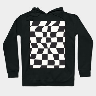 y2k Chechered Board Pattern  Black and White Hoodie